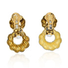 David Webb Platinum & 18K Yellow Gold Fancy Hoop White Enamel Earrings - The Back Vault