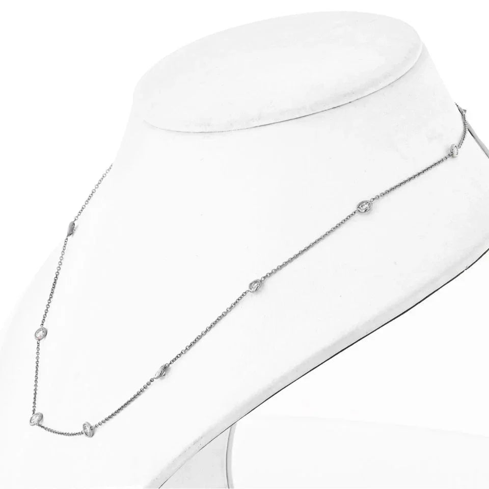 Platinum 1.62cts Delicate Diamond By The Yard Necklace - The Back Vault