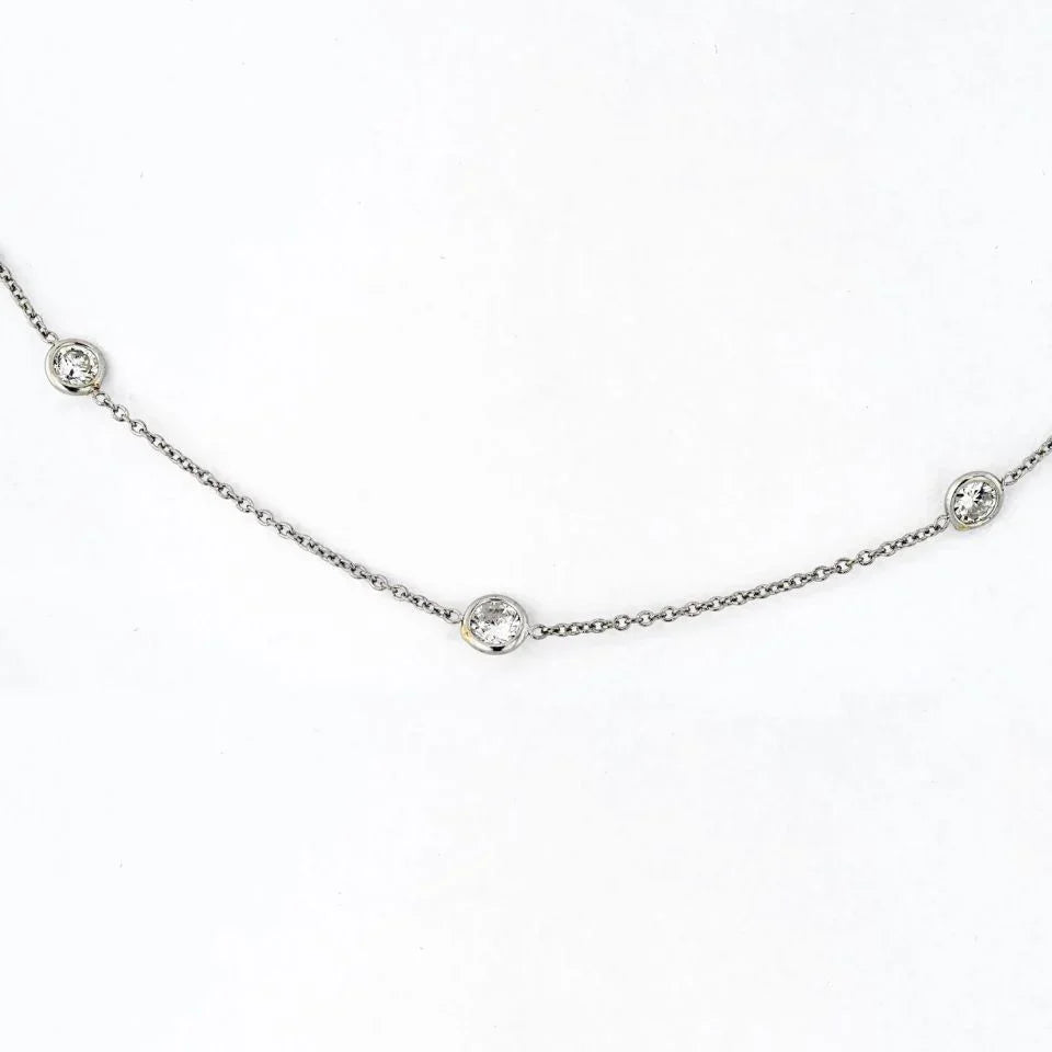 Platinum 1.62cts Delicate Diamond By The Yard Necklace - The Back Vault