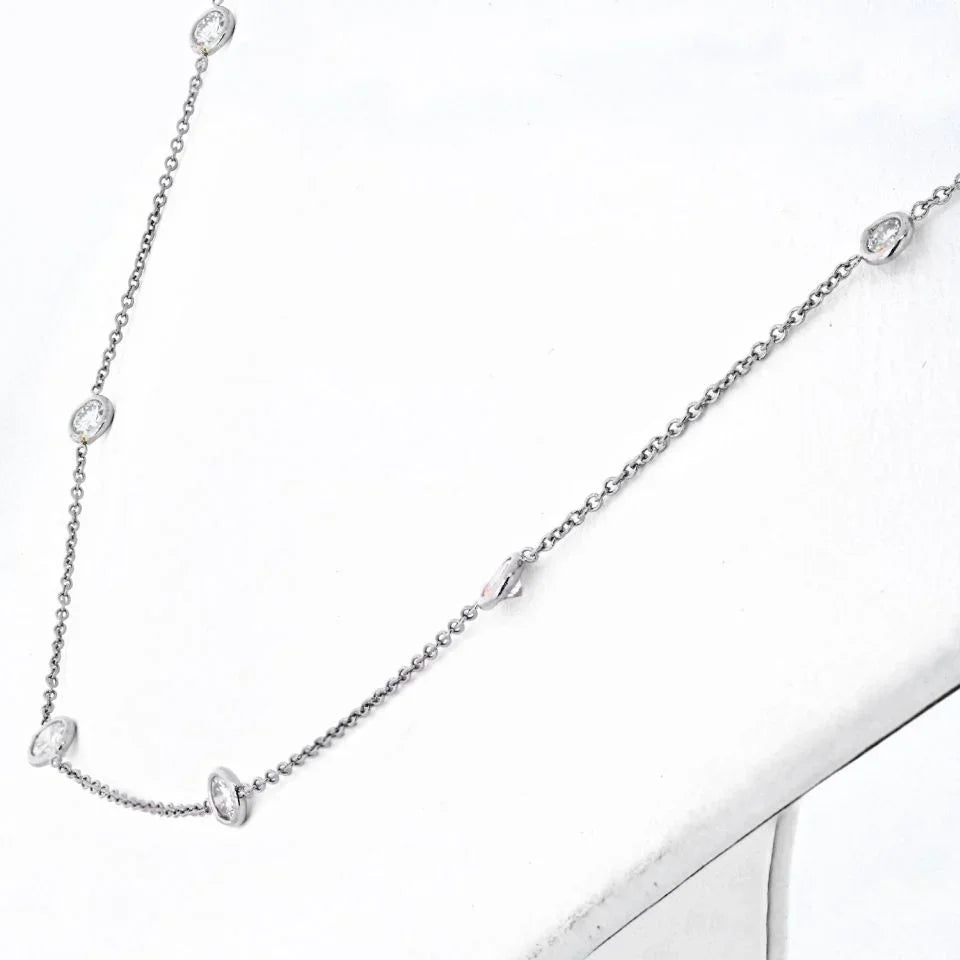 Platinum 1.62cts Delicate Diamond By The Yard Necklace - The Back Vault