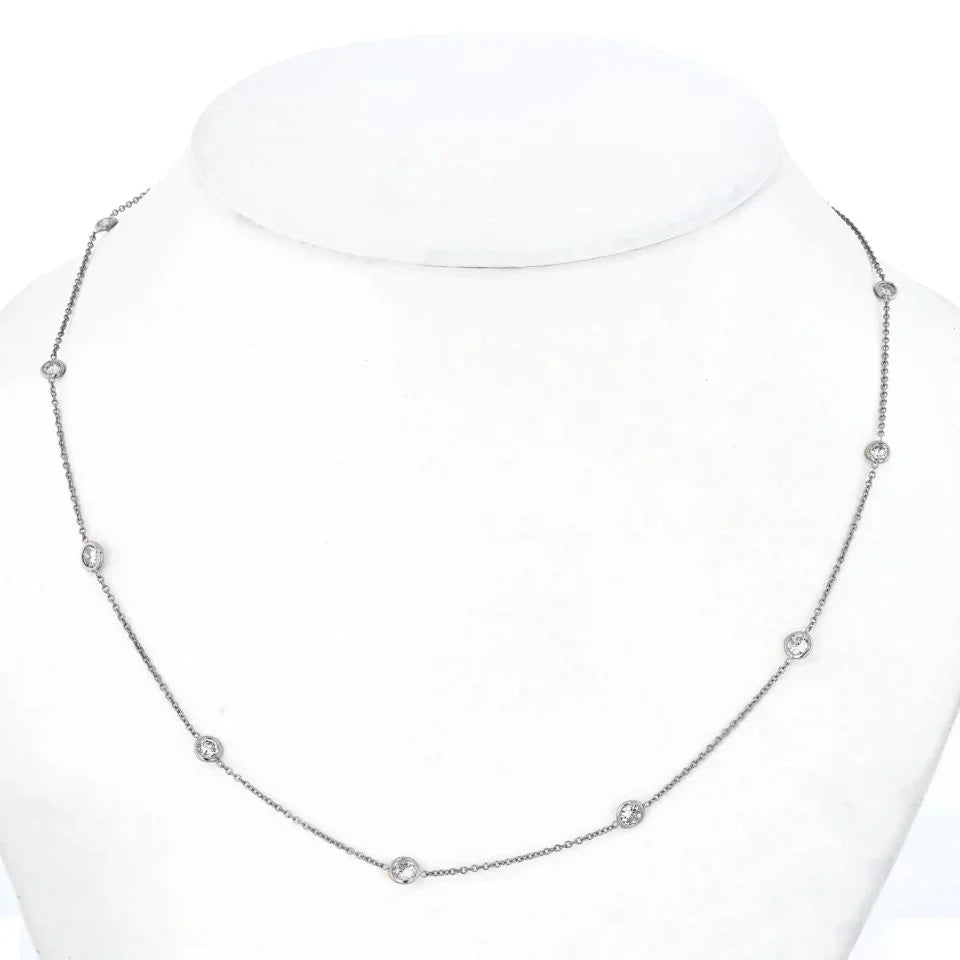 Platinum 1.62cts Delicate Diamond By The Yard Necklace - The Back Vault