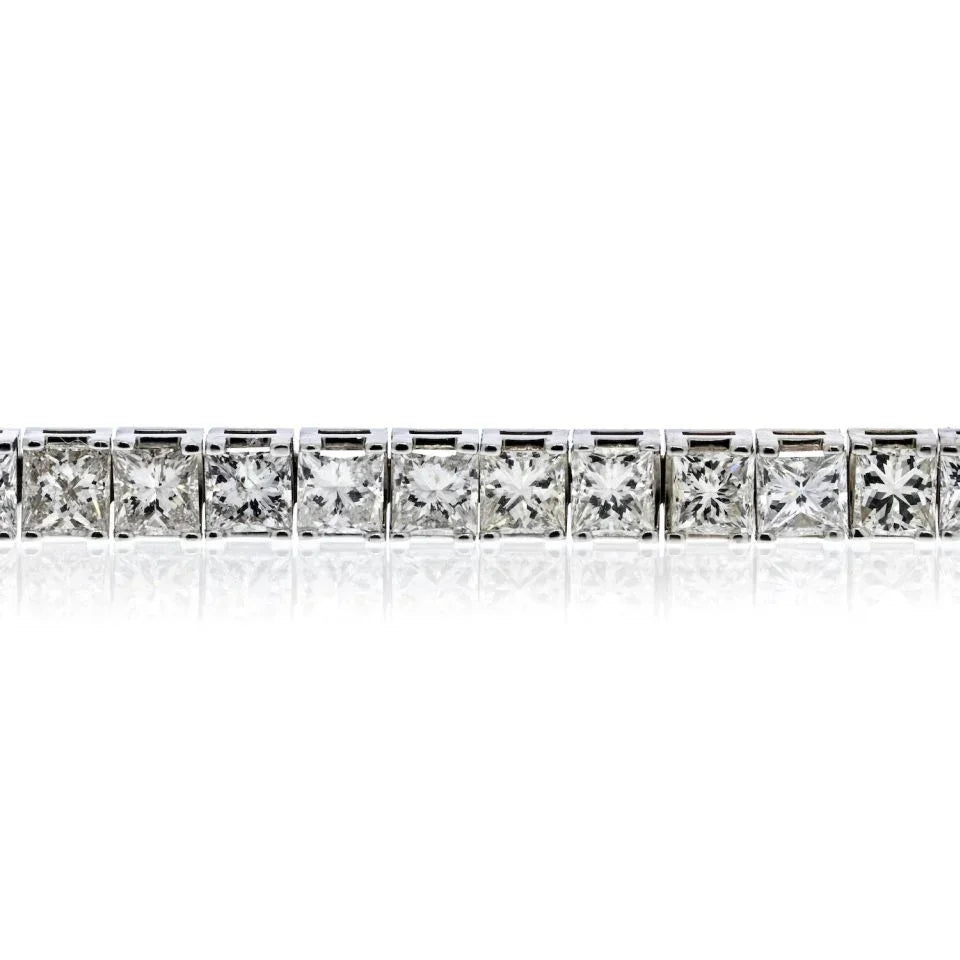 14K White Gold 7.70 Carat Princess Cut Diamond Bracelet - The Back Vault