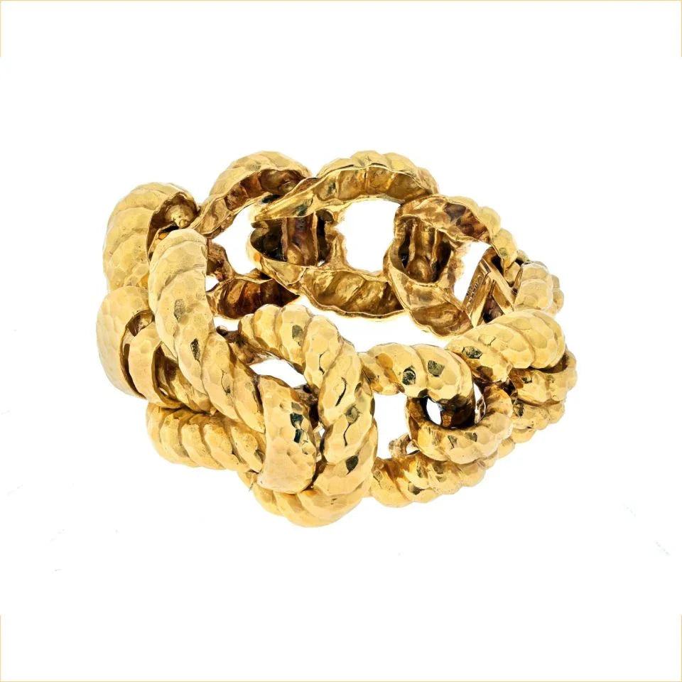 David Webb 18K Yellow Gold Hammered Knotted Rope Style Bracelet - The Back Vault