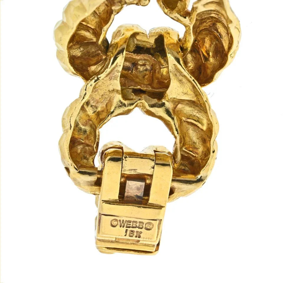 David Webb 18K Yellow Gold Hammered Knotted Rope Style Bracelet - The Back Vault