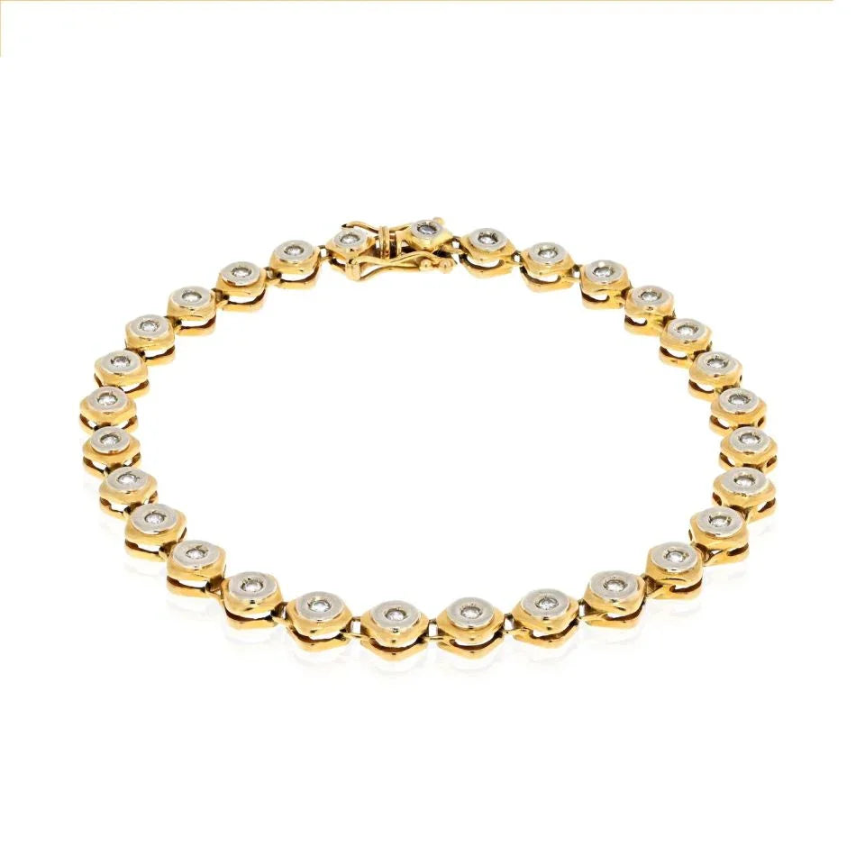 18K Yellow Gold Diamond Bezel Set One Line 0.75cts Bracelet - The Back Vault
