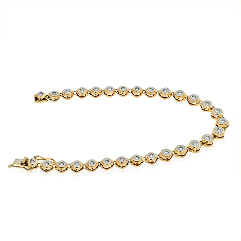 18K Yellow Gold Diamond Bezel Set One Line 0.75cts Bracelet - The Back Vault