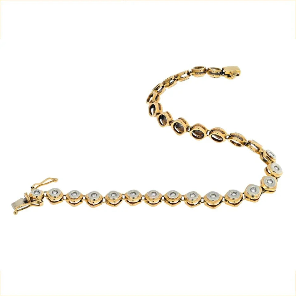 18K Yellow Gold Diamond Bezel Set One Line 0.75cts Bracelet - The Back Vault