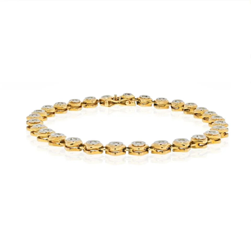 18K Yellow Gold Diamond Bezel Set One Line 0.75cts Bracelet - The Back Vault