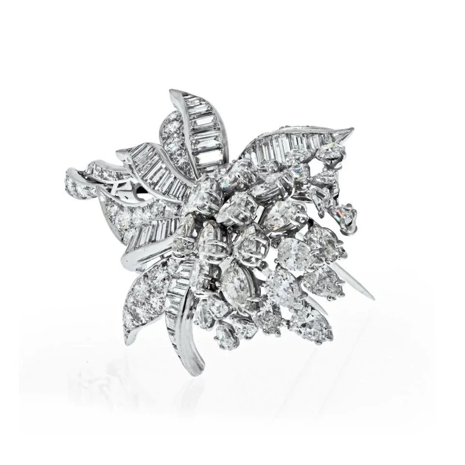 David Webb Platinum 21.00 Carats 1960's Diamond Floral Brooch - The Back Vault