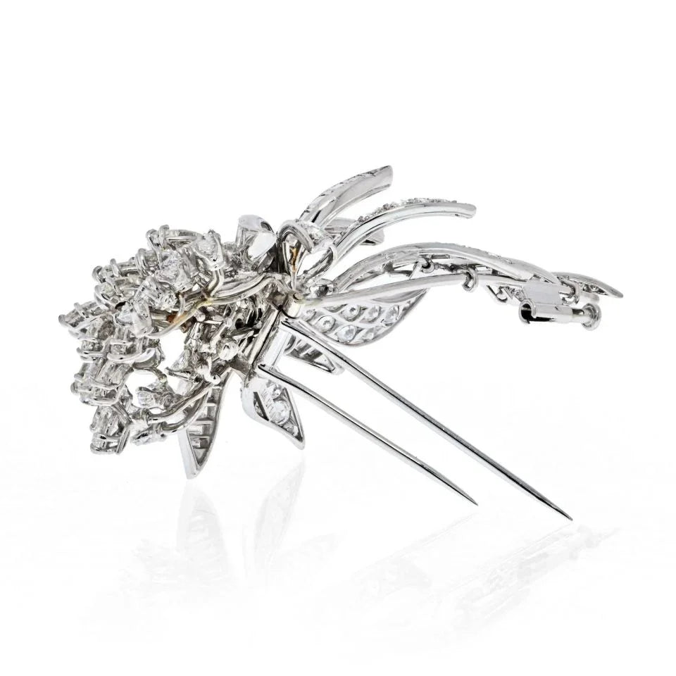 David Webb Platinum 21.00 Carats 1960's Diamond Floral Brooch - The Back Vault