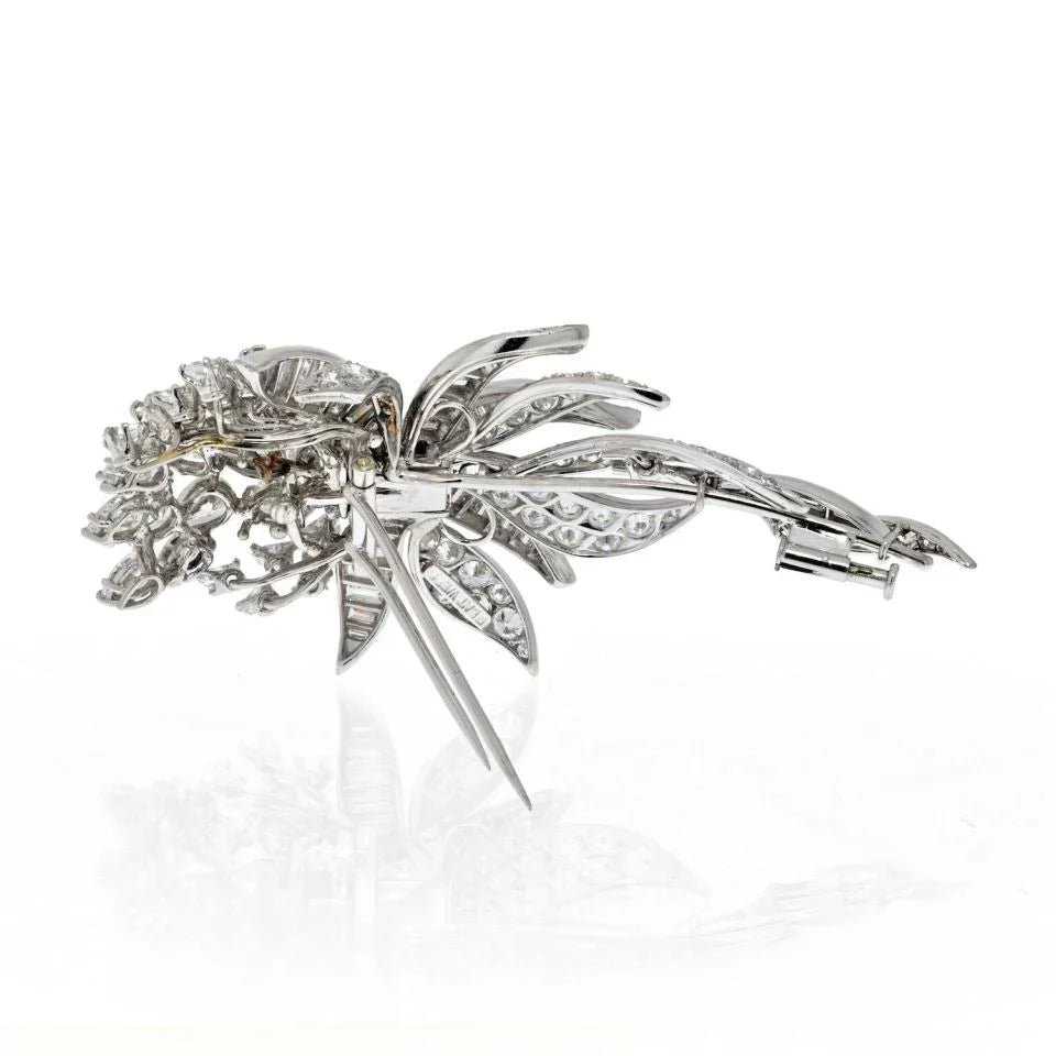 David Webb Platinum 21.00 Carats 1960's Diamond Floral Brooch - The Back Vault