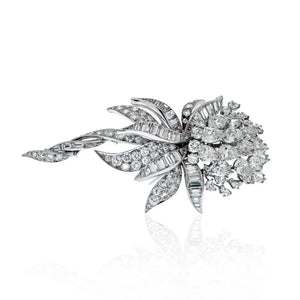 David Webb Platinum 21.00 Carats 1960's Diamond Floral Brooch