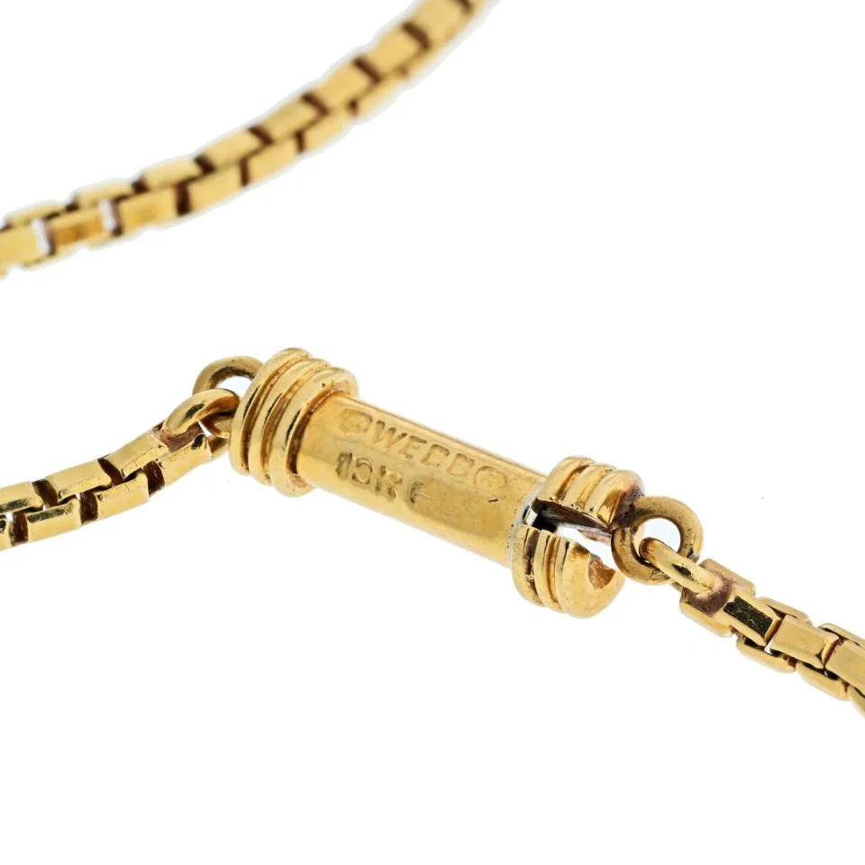 David Webb 18K Yellow Gold White Enamel, Diamond Necklace - The Back Vault