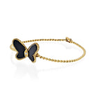 Van Cleef & Arpels 18K Yellow Gold Black Onyx Vintage Diamond Butterfly Bracelet - The Back Vault