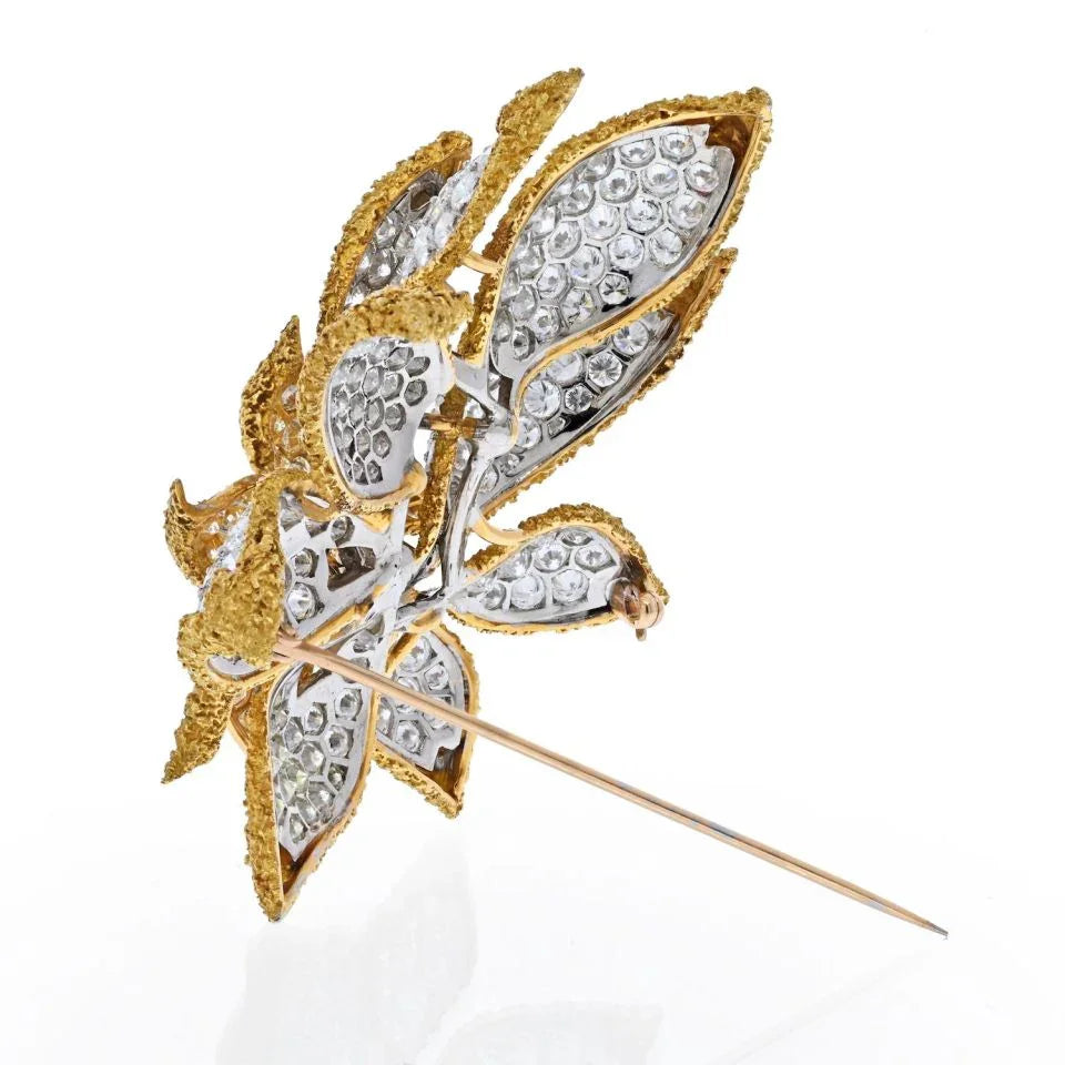 18K Gold 45 Carat Diamond Flower Brooch - The Back Vault