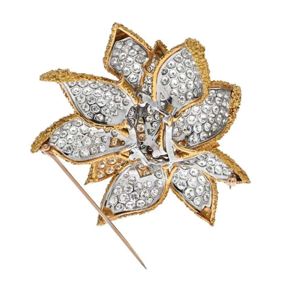 18K Gold 45 Carat Diamond Flower Brooch - The Back Vault