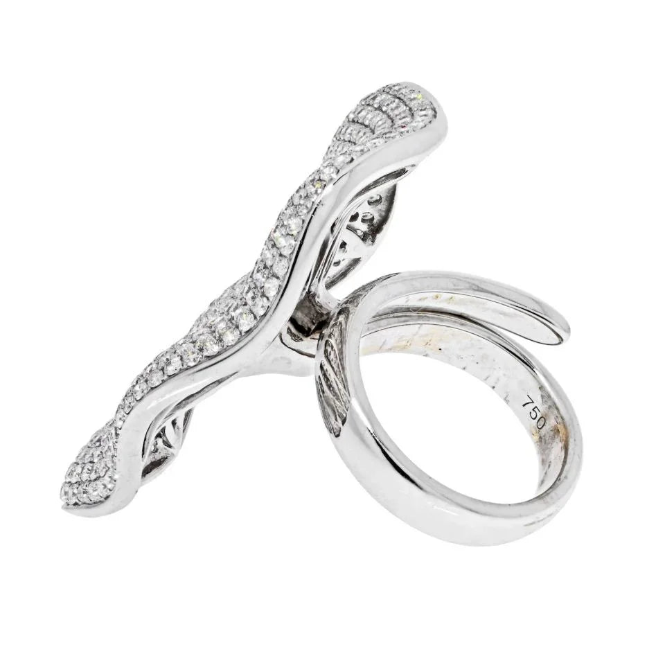 18K White Gold Pave Diamond Flower Ring - The Back Vault