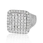 14K White Gold 11 Carat Round And Square Cut Cluster Diamond Mens Ring - The Back Vault