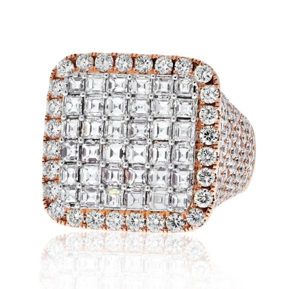 14K Rose Gold 11.25cts Mens Diamond Cluster Ring - The Back Vault