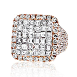 14K Rose Gold 11.25cts Mens Diamond Cluster Ring