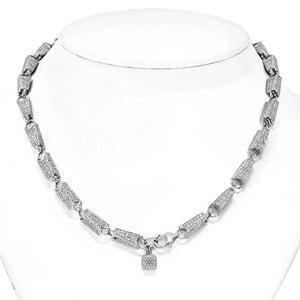 14K White Gold 15.68cts Diamond Link Chain Necklace