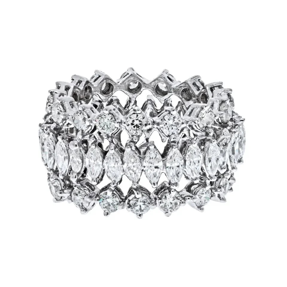 18K White Gold 6.00cts Round And Marquise Cut Diamond Eternity Eternity Band - The Back Vault