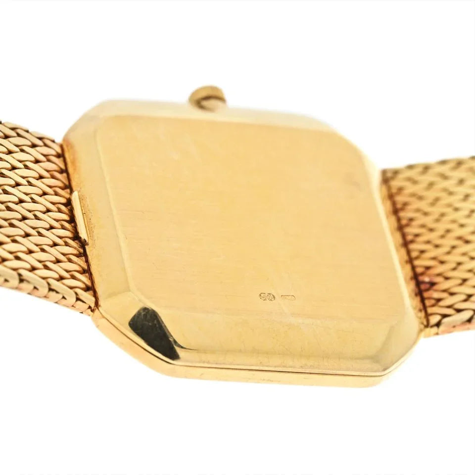 Patek Philippe 18K Yellow Gold 1970's Blue Square Dial Manual 29mm Women Watch - The Back Vault