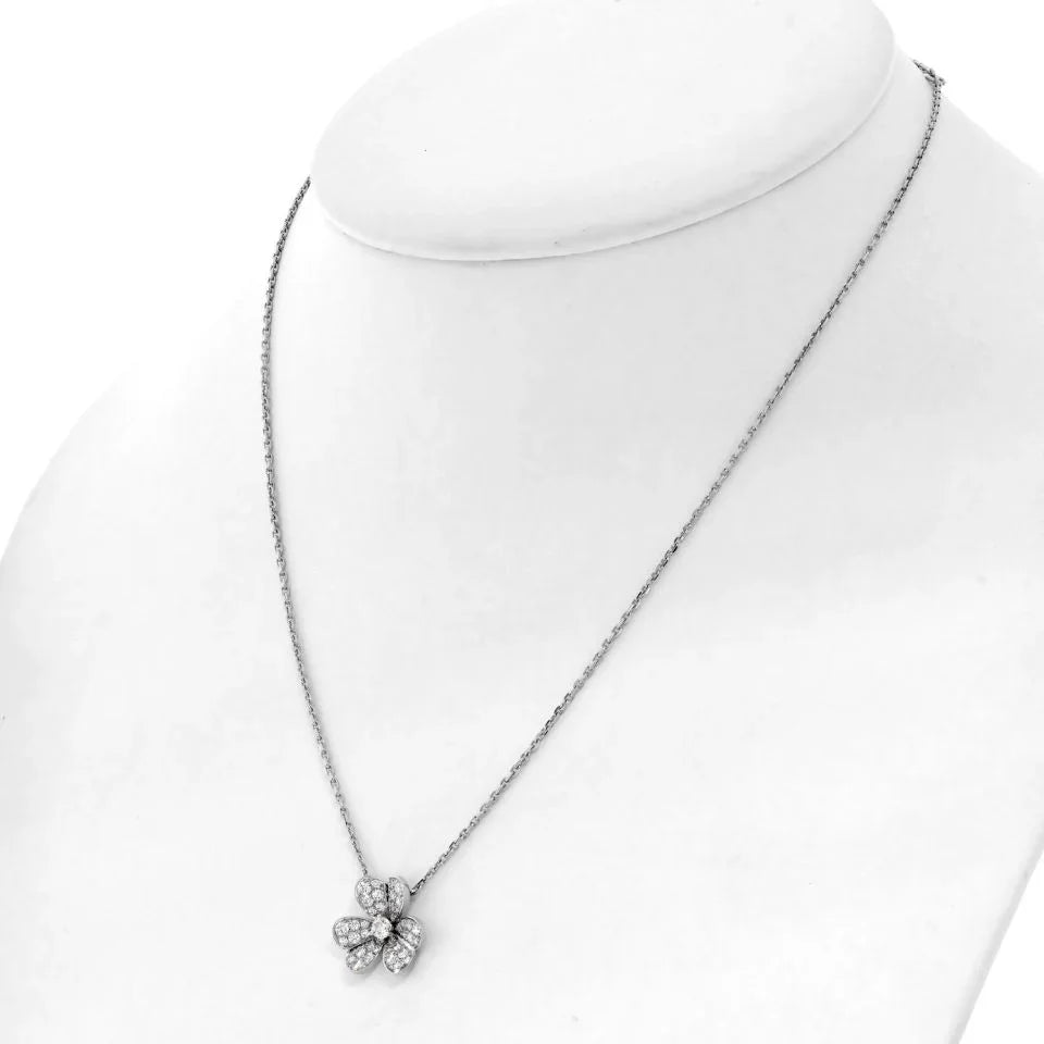 Van Cleef & Arpels 18K White Gold Frivole Diamond Pendant Necklace - The Back Vault