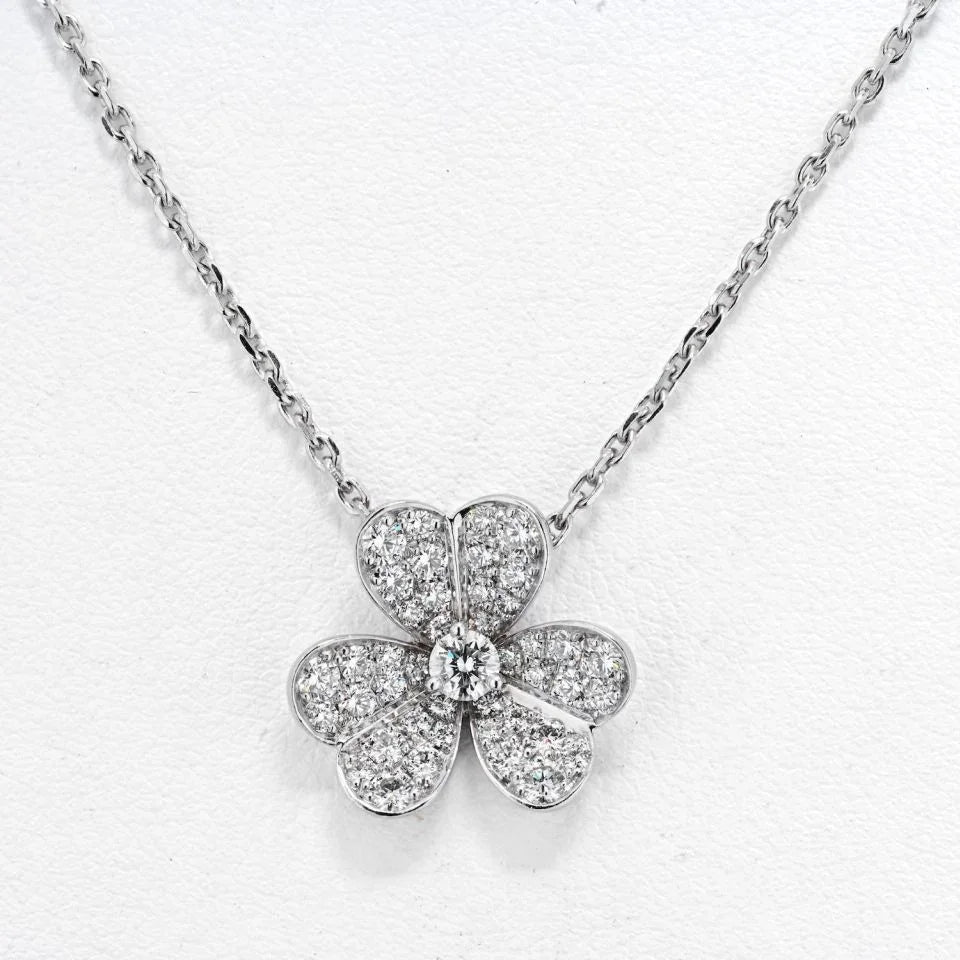 Van Cleef & Arpels 18K White Gold Frivole Diamond Pendant Necklace - The Back Vault