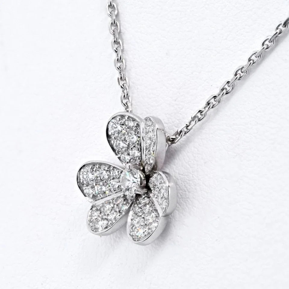 Van Cleef & Arpels 18K White Gold Frivole Diamond Pendant Necklace - The Back Vault