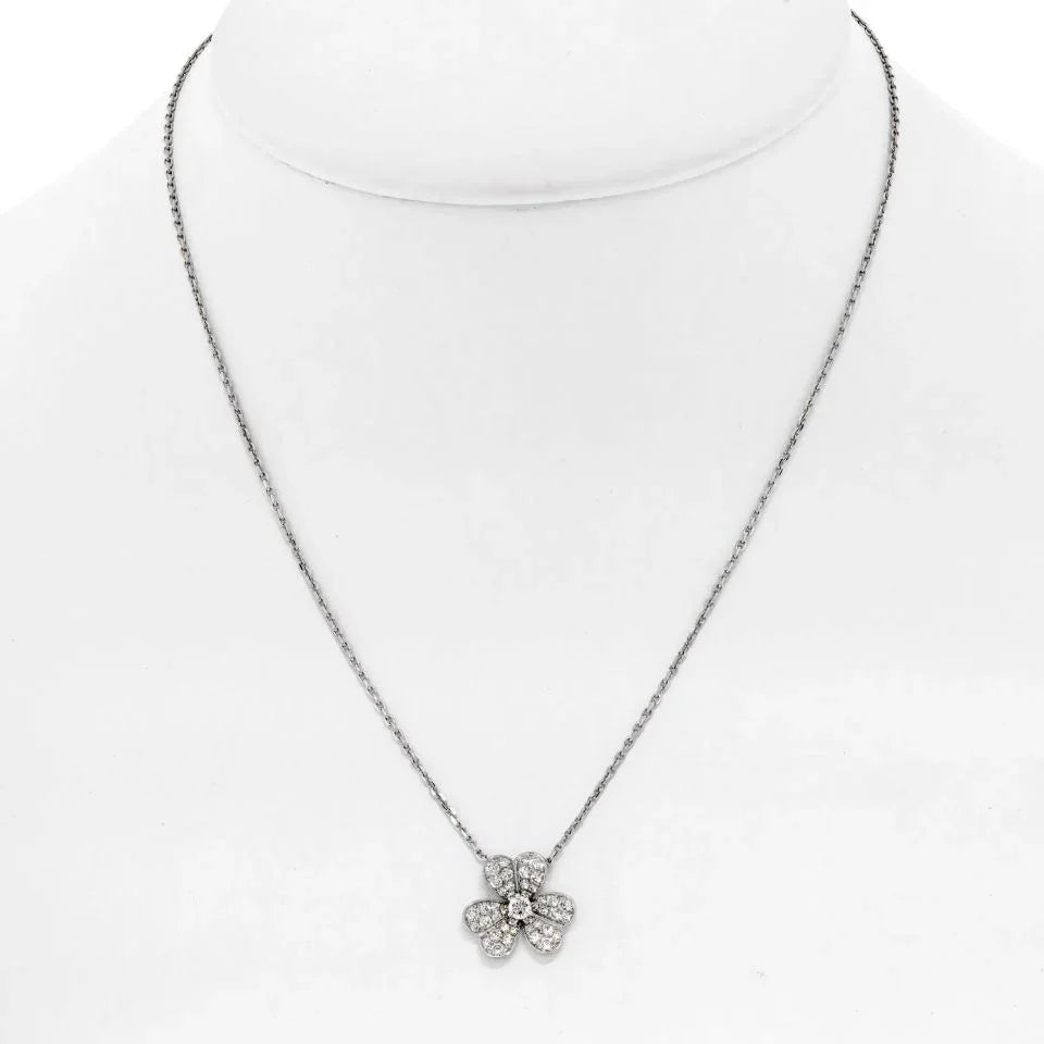 Van Cleef & Arpels 18K White Gold Frivole Diamond Pendant Necklace - The Back Vault