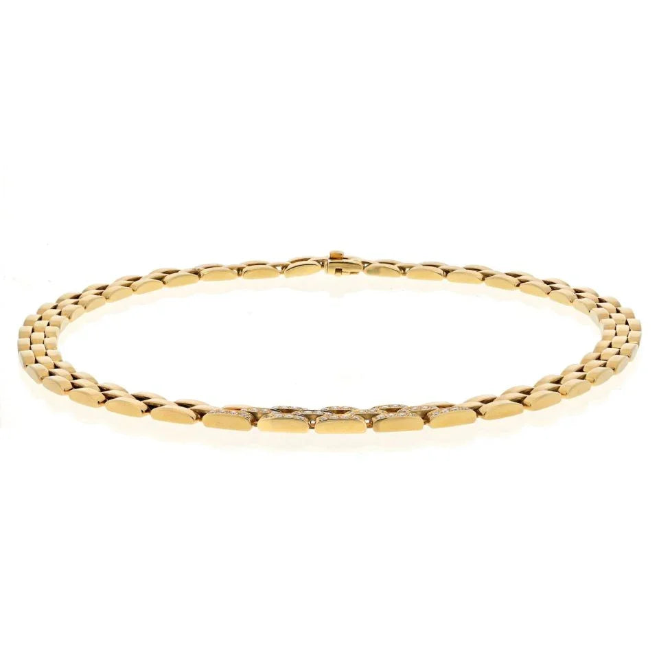 Cartier 18K Yellow Gold Diamond Maillon Panthere Triple Row Necklace - The Back Vault