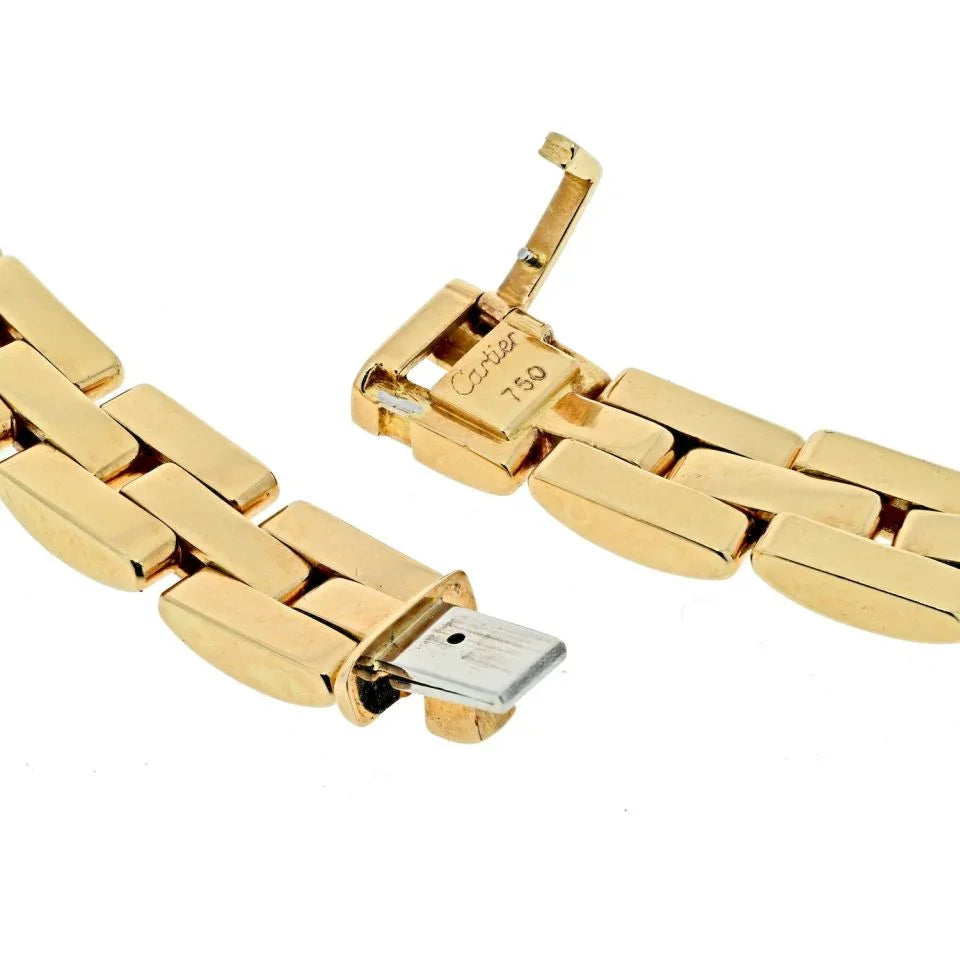 Cartier 18K Yellow Gold Diamond Maillon Panthere Triple Row Necklace - The Back Vault