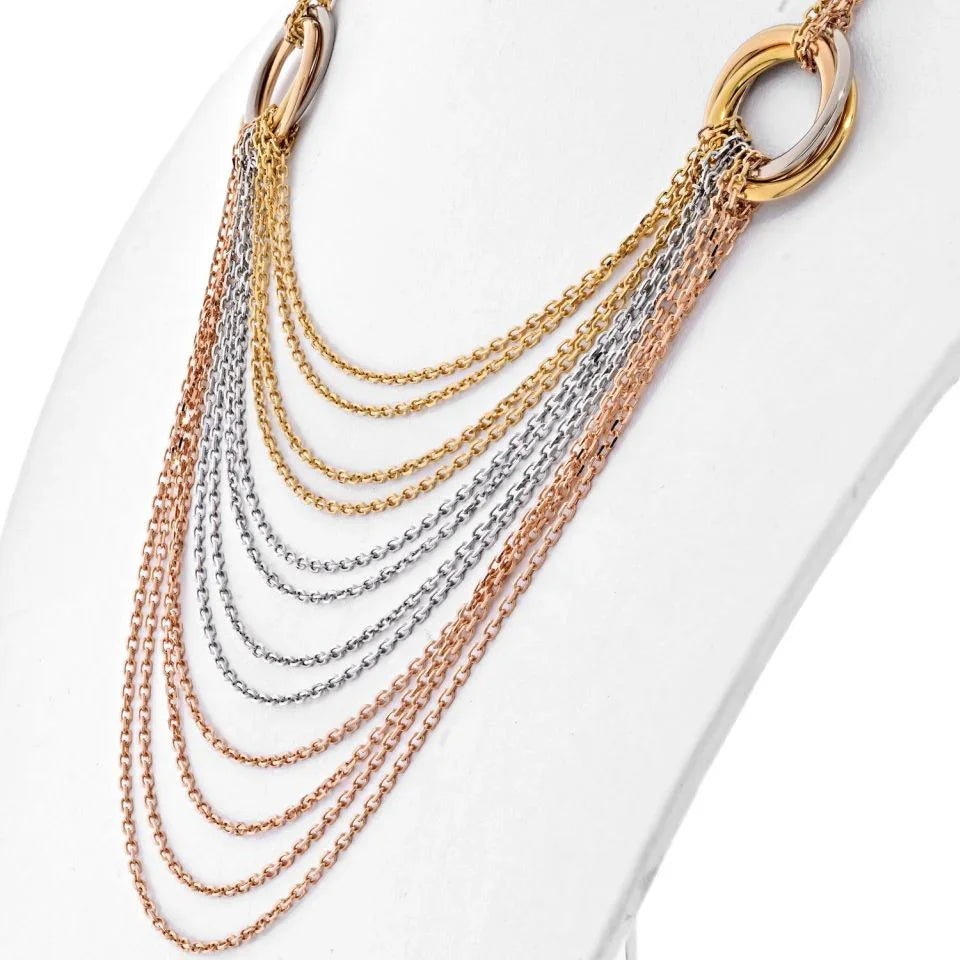 Cartier 18K Tri Color Trinity Draped Multicolor Necklace - The Back Vault