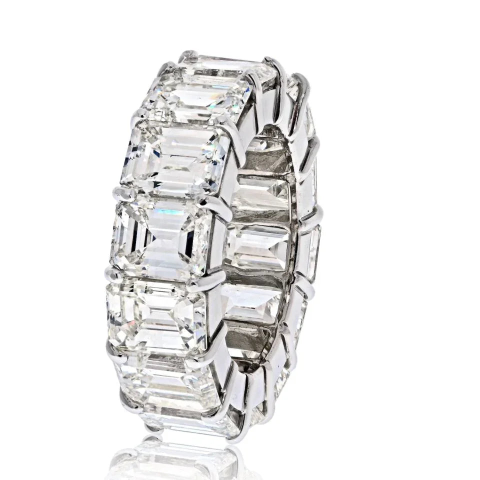 Platinum 18 Carats Emerald Cut Diamond Eternity Band - The Back Vault