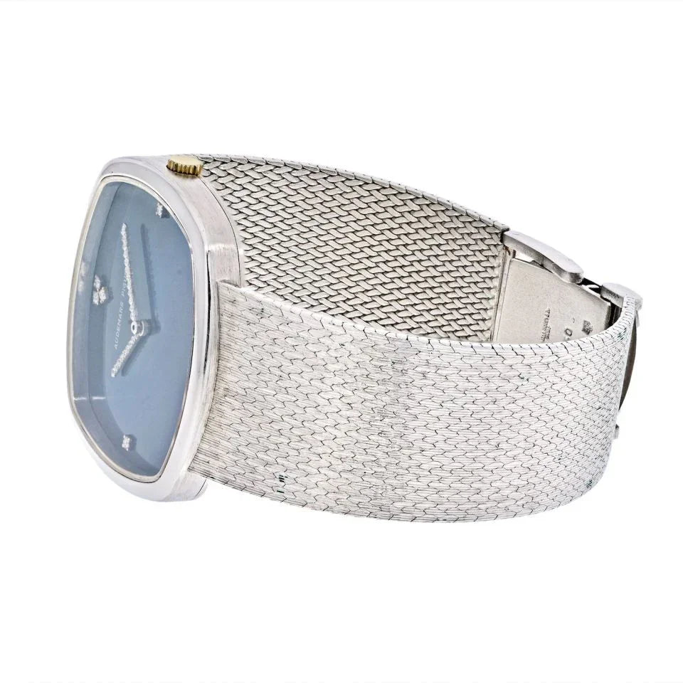 Audemars Piguet 18K White Gold Blue Dial With Diamond Markers 1970's Dress women Watch - The Back Vault