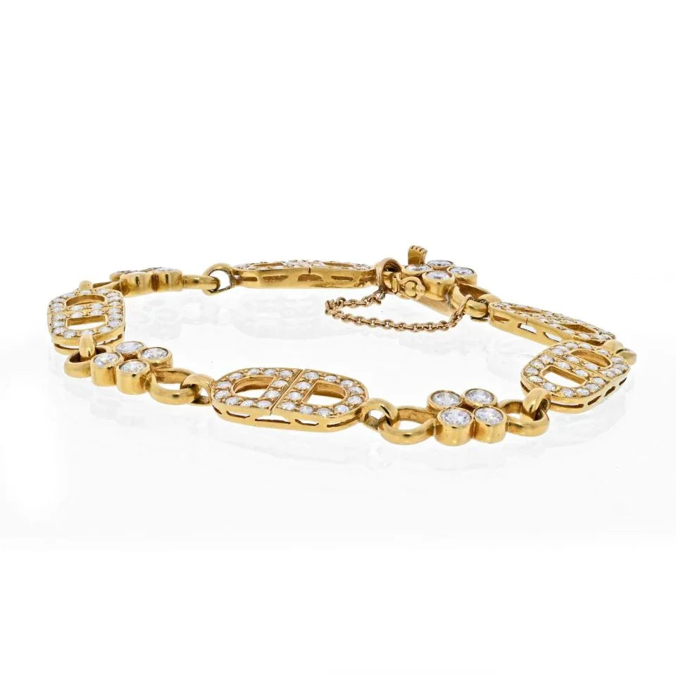 18K Yellow Gold 7 Carats Diamond Link Anchor Bracelet - The Back Vault