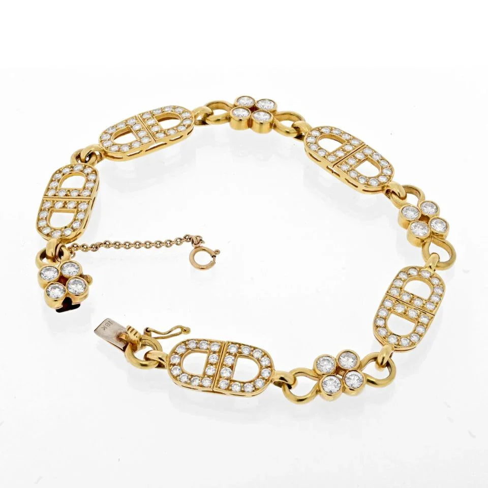 18K Yellow Gold 7 Carats Diamond Link Anchor Bracelet - The Back Vault