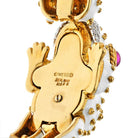 David Webb Platinum & 18K Yellow Gold White Enamel Frog With Ruby Eyes Bracelet - The Back Vault