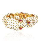 David Webb Platinum & 18K Yellow Gold White Enamel Frog With Ruby Eyes Bracelet - The Back Vault