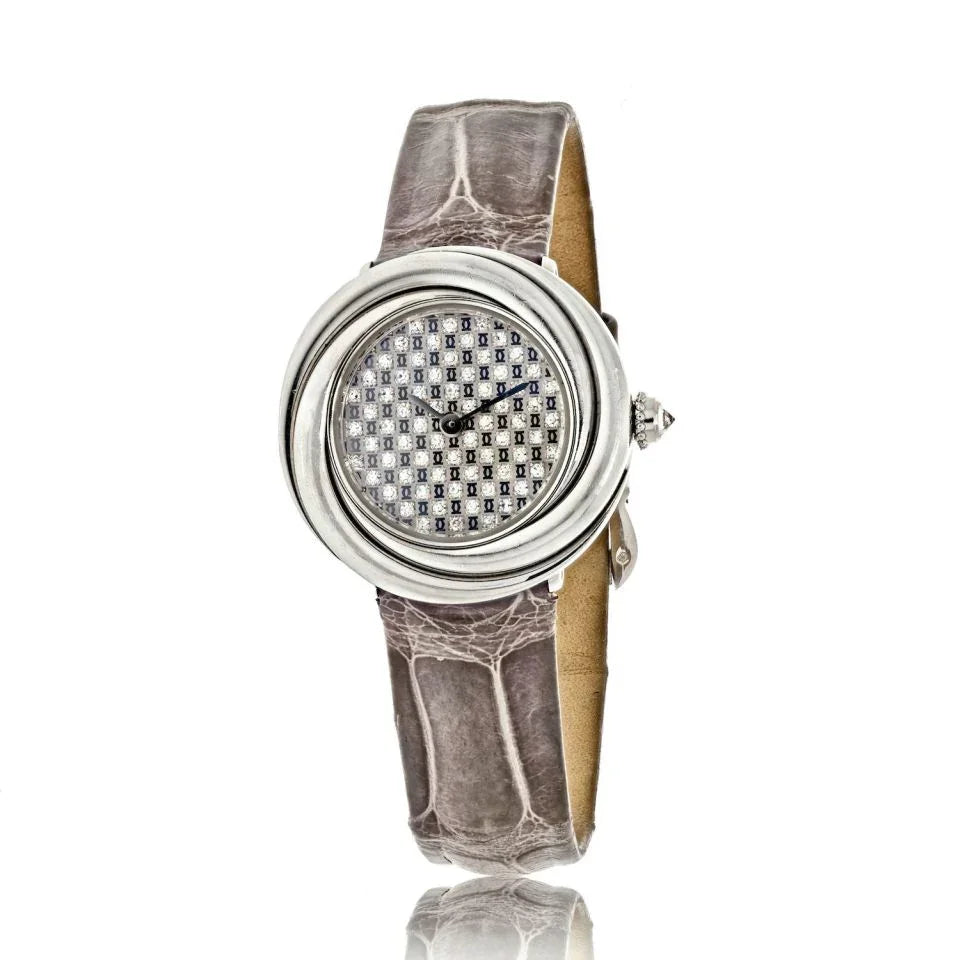 Cartier Ref 2444 18K White Gold Trinity Diamond Women Wristwatch - The Back Vault