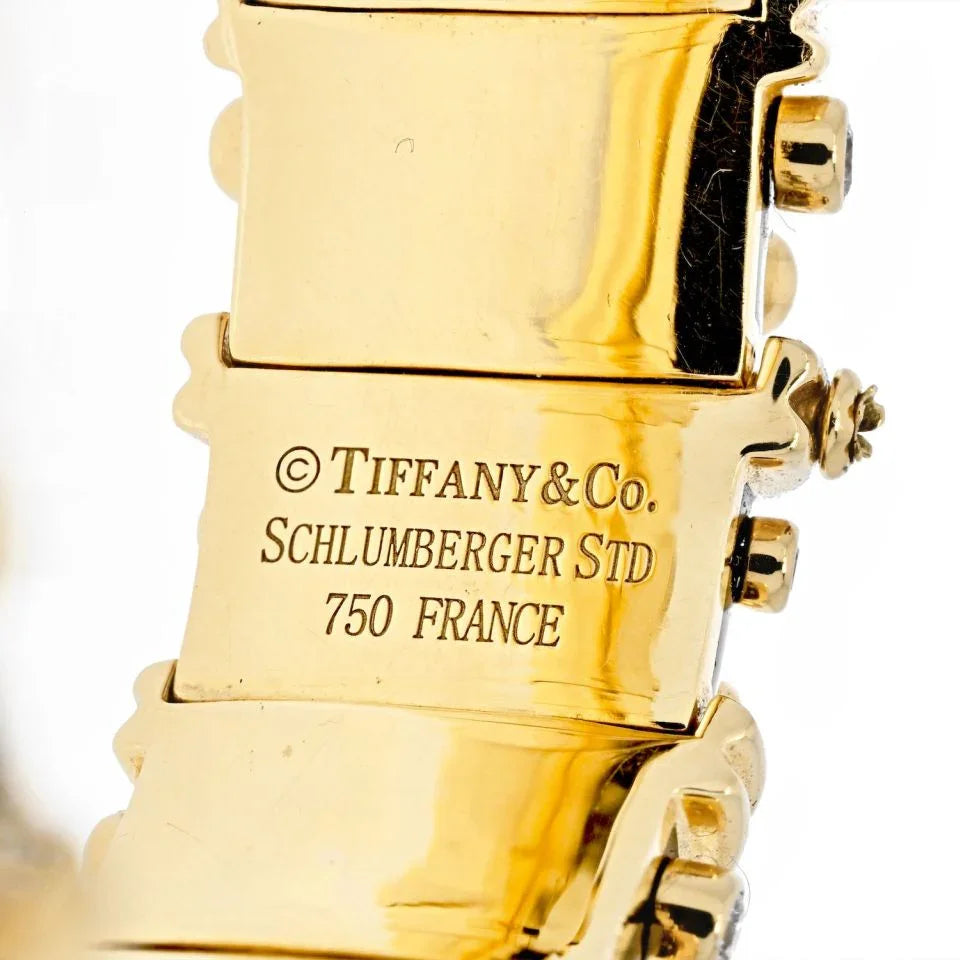 Tiffany & Co. Schlumberger Platinum & 18K Yellow Gold Black Enamel Diamond Bracelet - The Back Vault