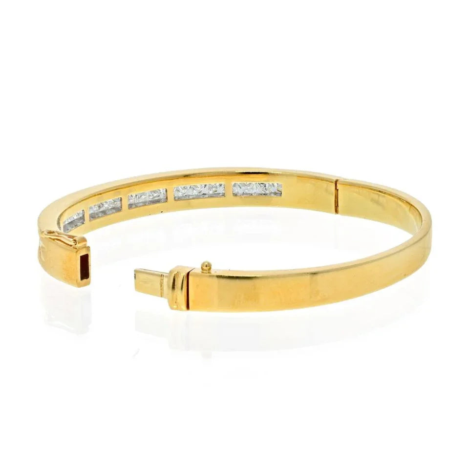 Tiffany & Co. 18K Yellow Gold 4.00cts Princess Cut Diamond Classic Bangle Bracelet - The Back Vault