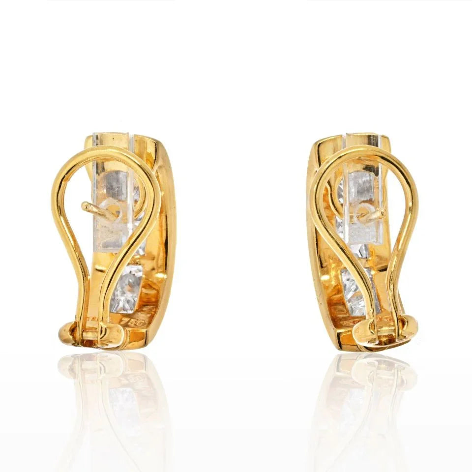 Tiffany & Co. 18K Yellow Gold 2.00cts Princess Cut Diamond Huggie Earrings - The Back Vault