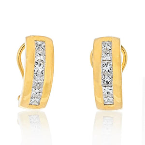 Tiffany & Co. 18K Yellow Gold 2.00cts Princess Cut Diamond Huggie Earrings