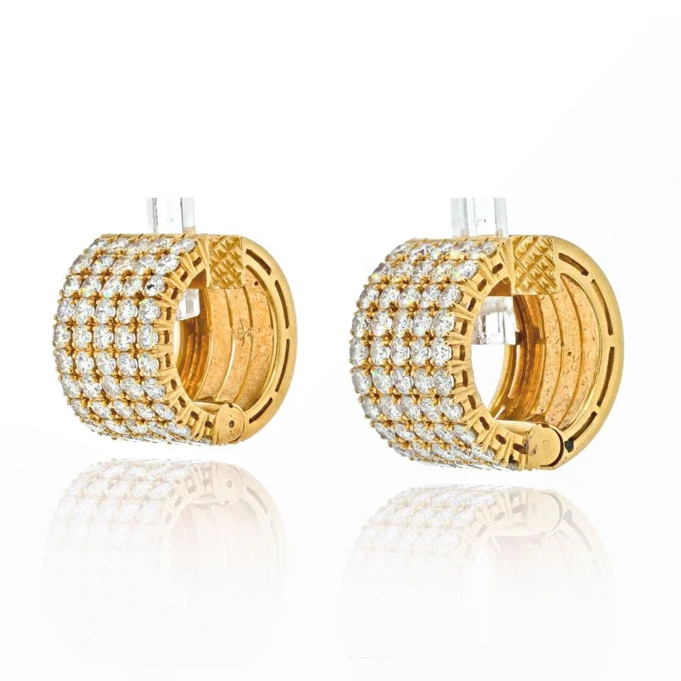18K Yellow Gold 5.00 Carat Diamond Huggie Earrings - The Back Vault