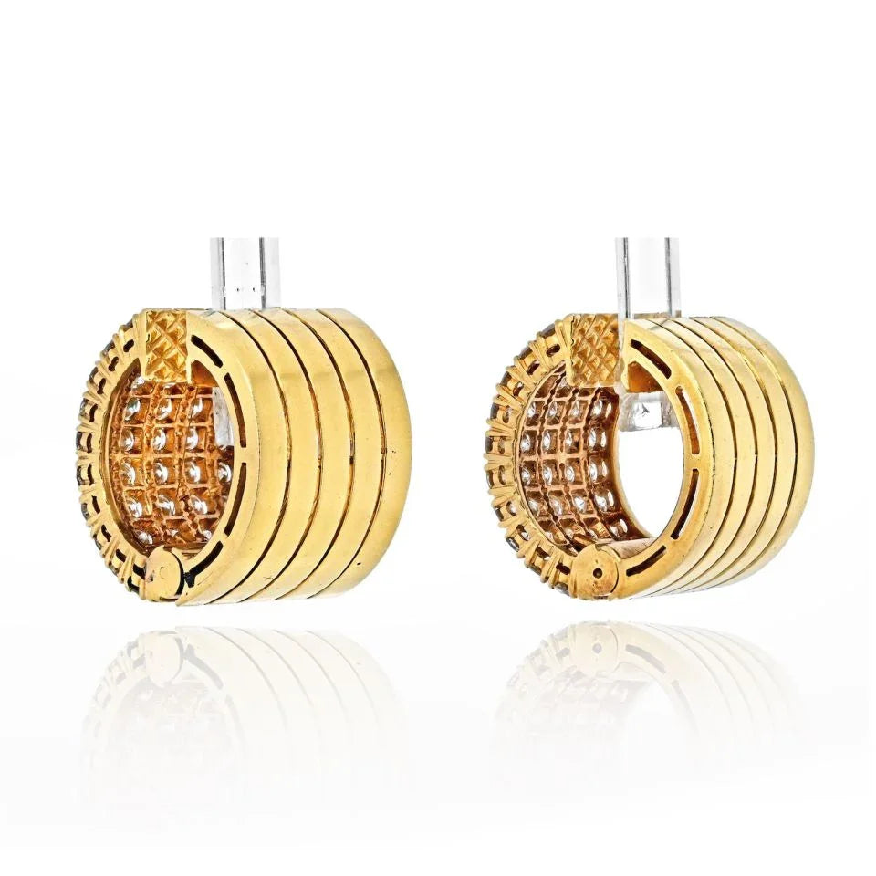 18K Yellow Gold 5.00 Carat Diamond Huggie Earrings - The Back Vault