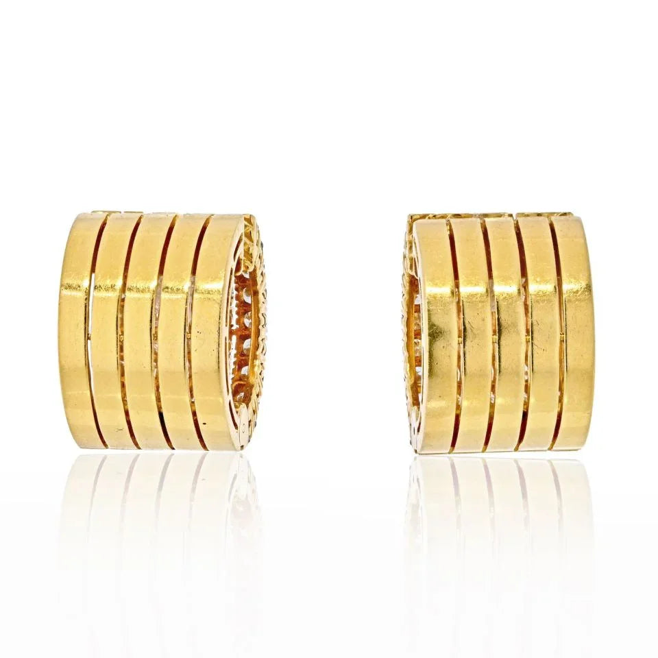 18K Yellow Gold 5.00 Carat Diamond Huggie Earrings - The Back Vault