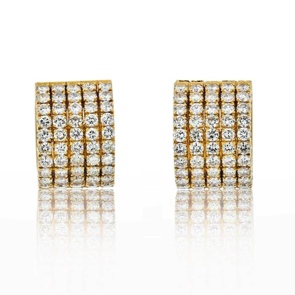 18K Yellow Gold 5.00 Carat Diamond Huggie Earrings - The Back Vault