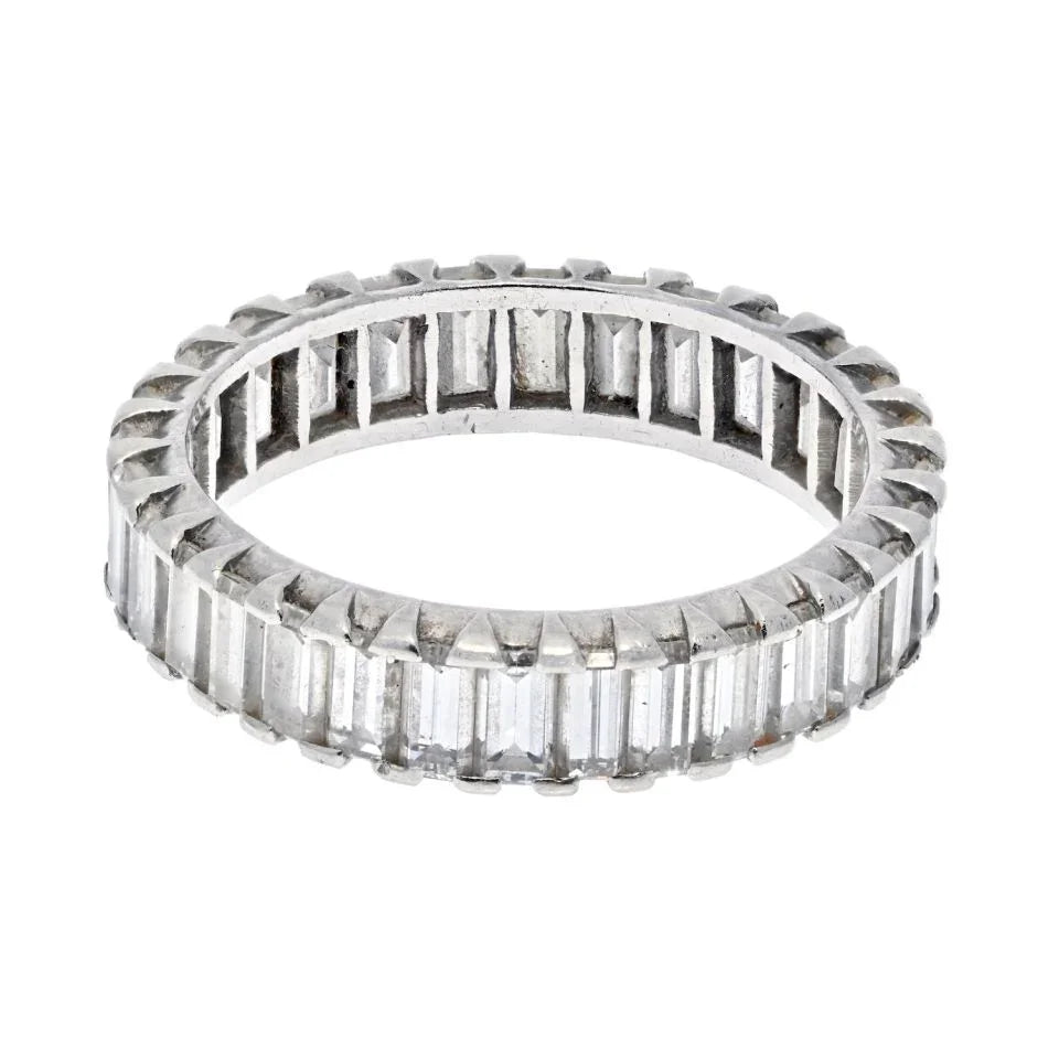 Platinum 1.50cts Vintage Baguette Diamond Eternity Eternity Band - The Back Vault